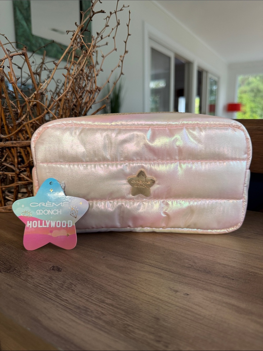 Kids Iridescent Pink Quilted Cosmetic Pouch by Crème Brûlée